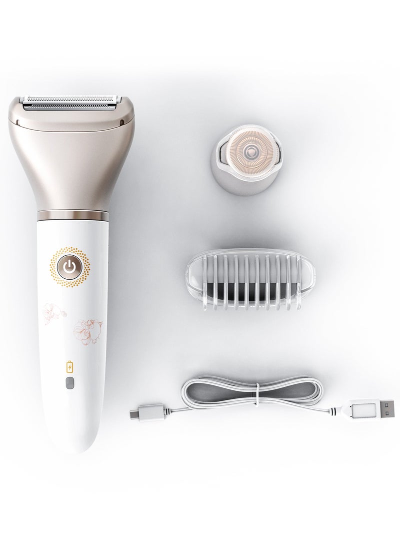 Electric Razor for Women, Wet and Dry Painless Epilator 2-in-1 Ladies Shaver with USB Charging Suitable for Face Legs Underarms and Bikini Trimmer - Image 1